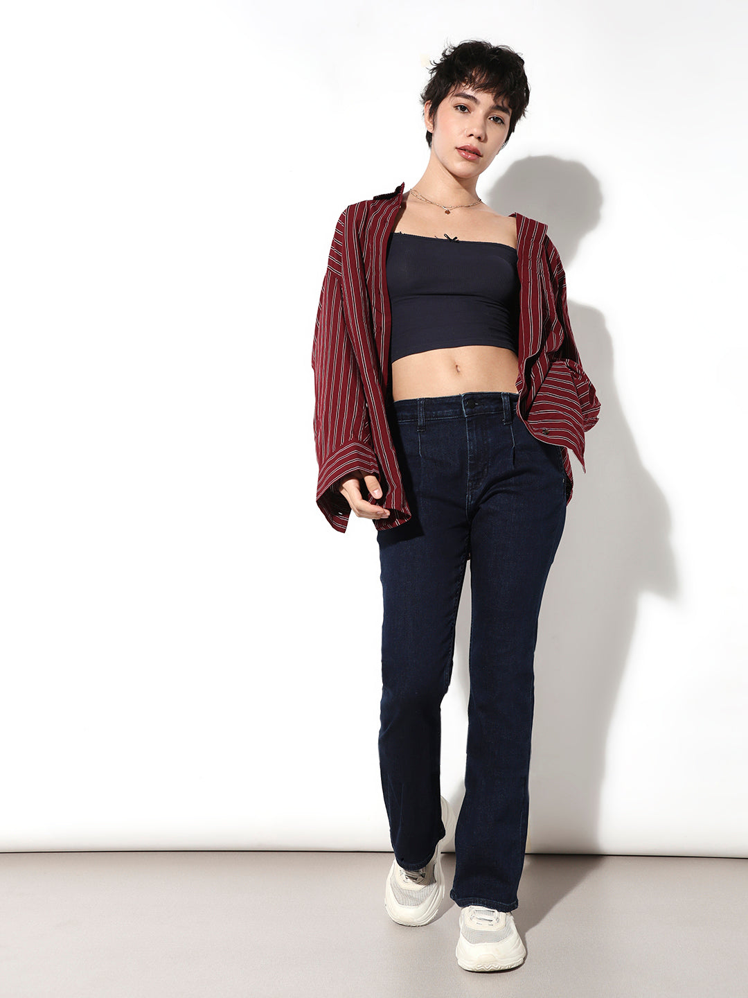 Dark Blue High Rise Flared Jeans