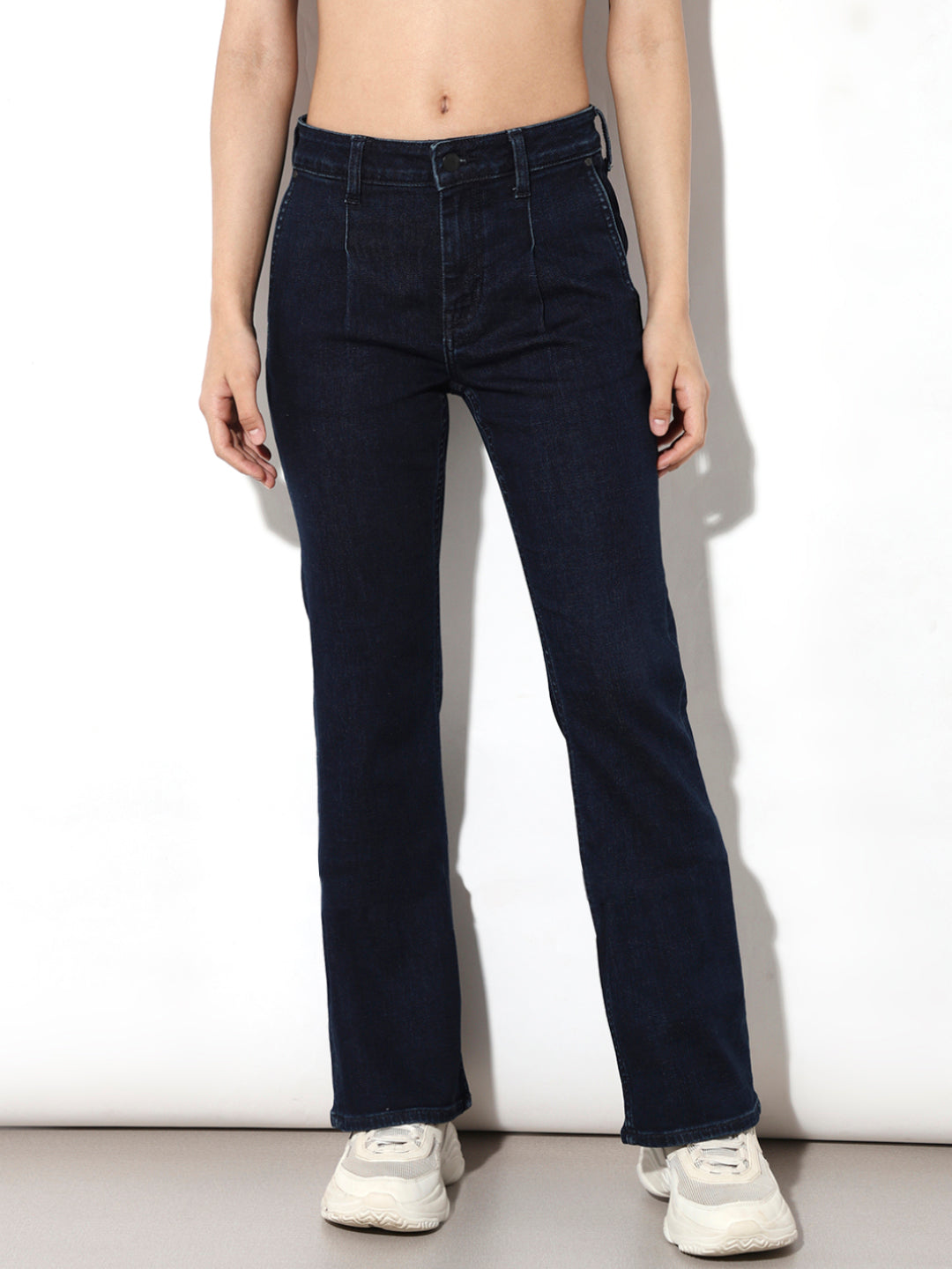 Dark Blue High Rise Flared Jeans