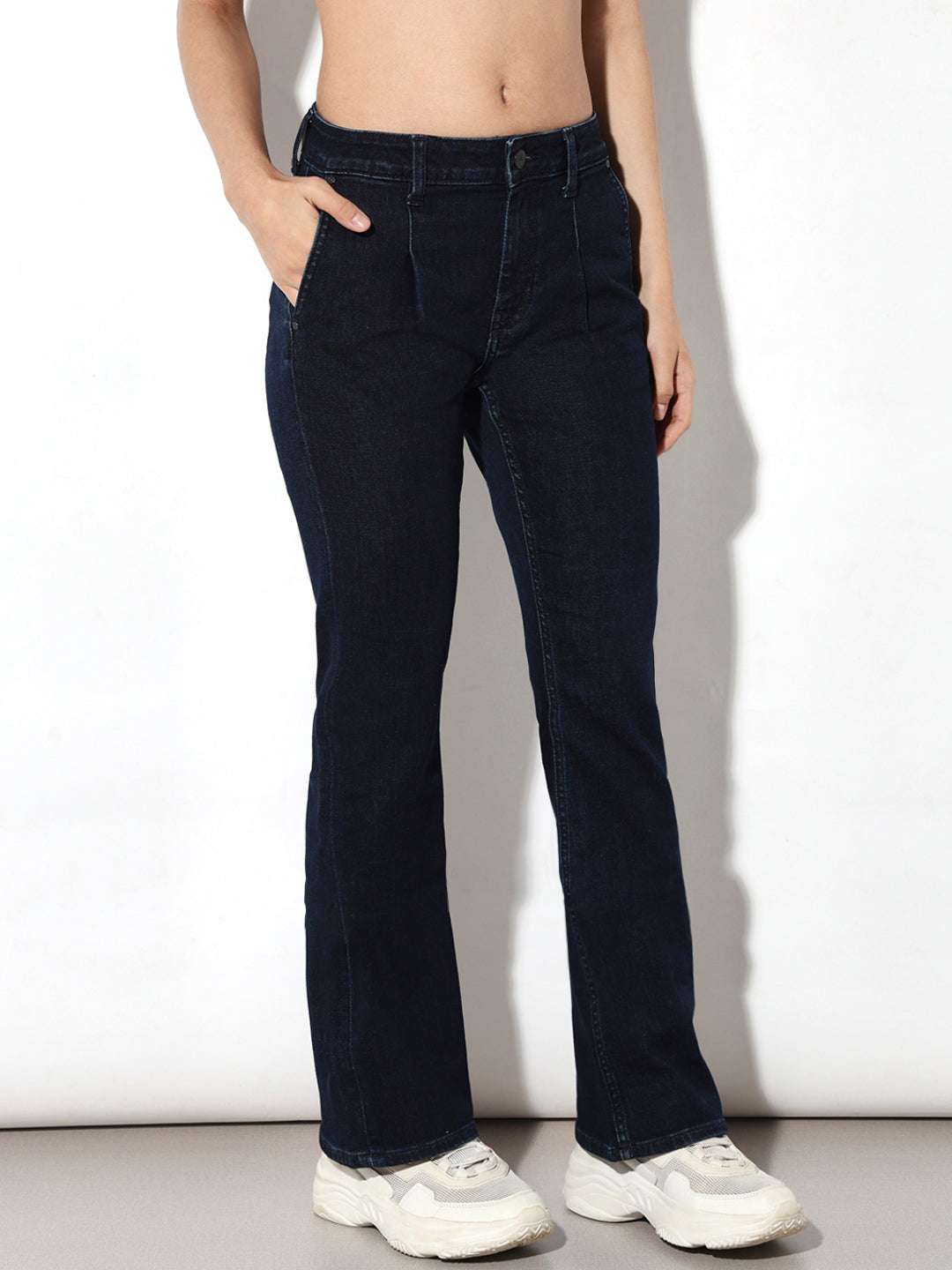 Dark Blue High Rise Flared Jeans