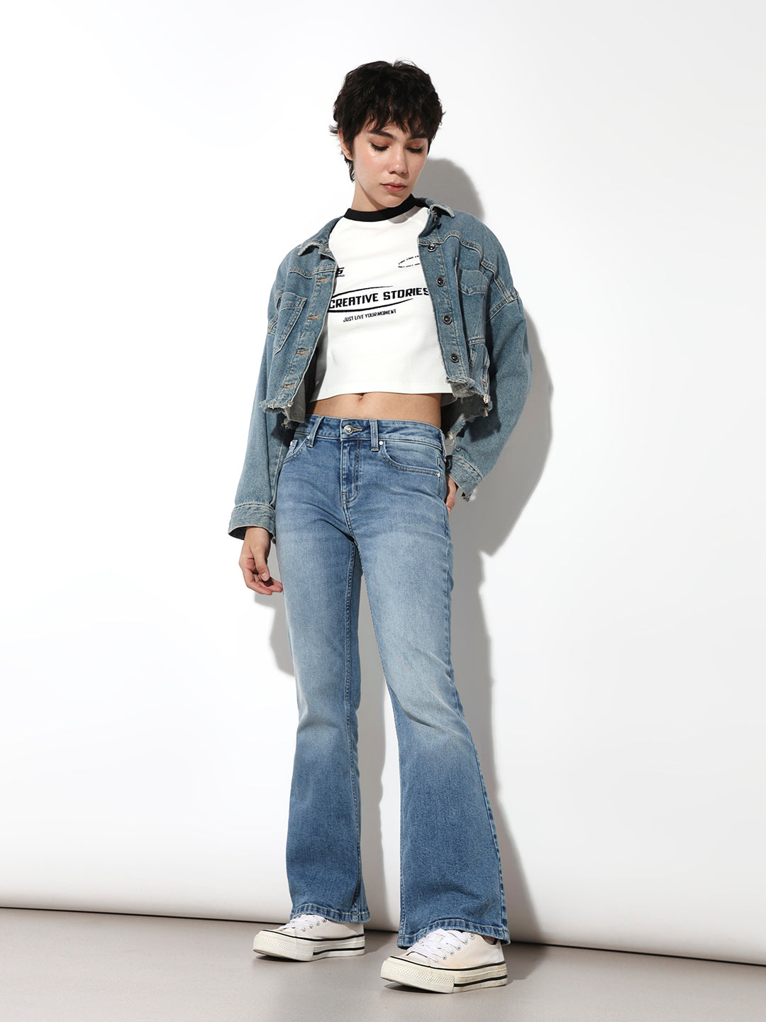 Blue High Rise Flared Jeans