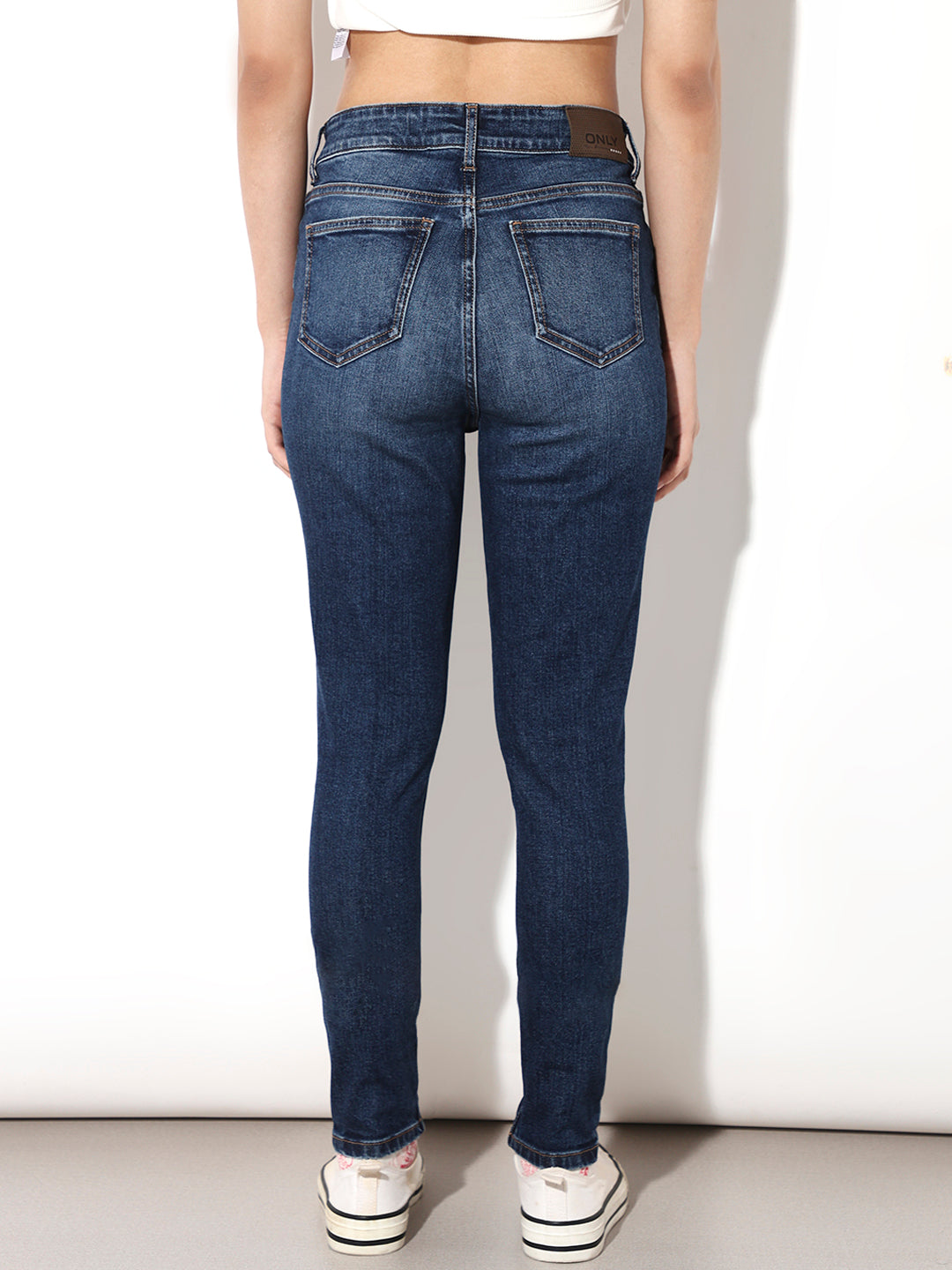 Dark Blue Distressed Skinny Jeans