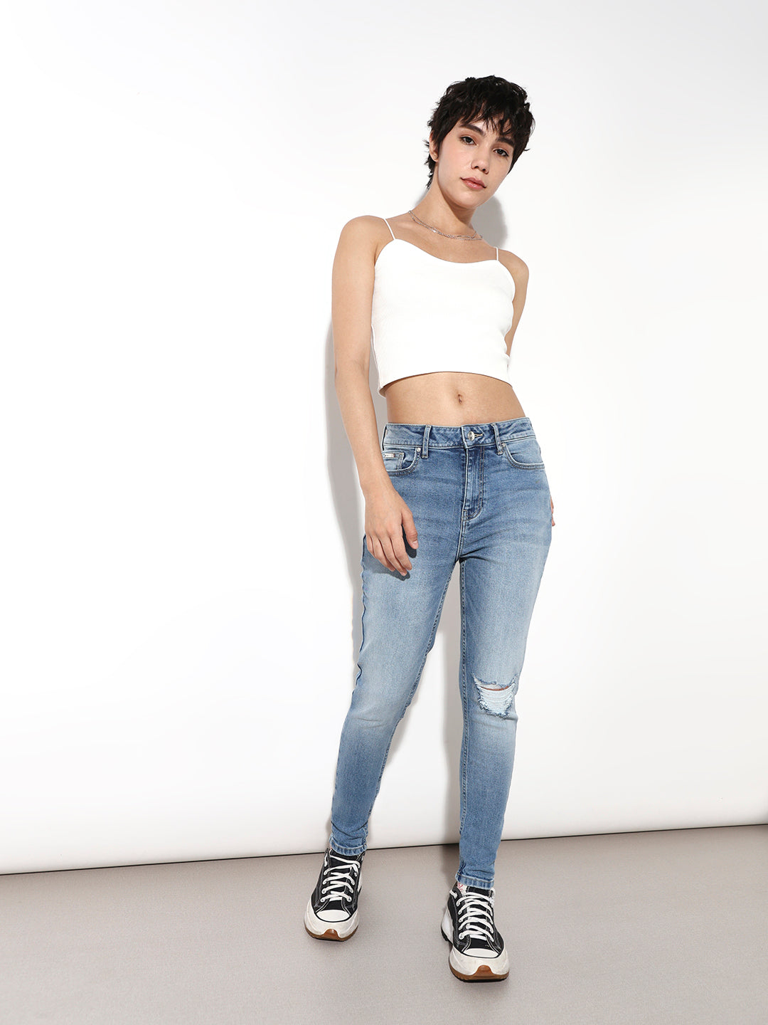 Blue Distressed Skinny Jeans