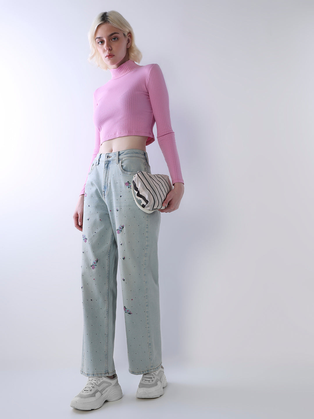 Embroidered Straight Fit Jeans