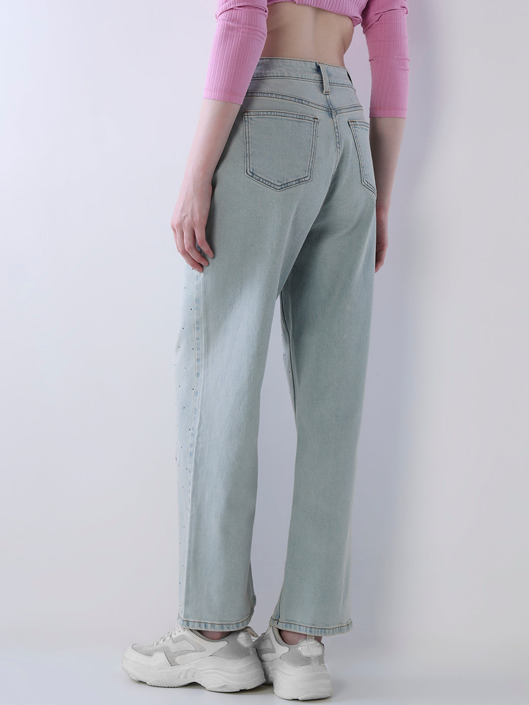 Embroidered Straight Fit Jeans