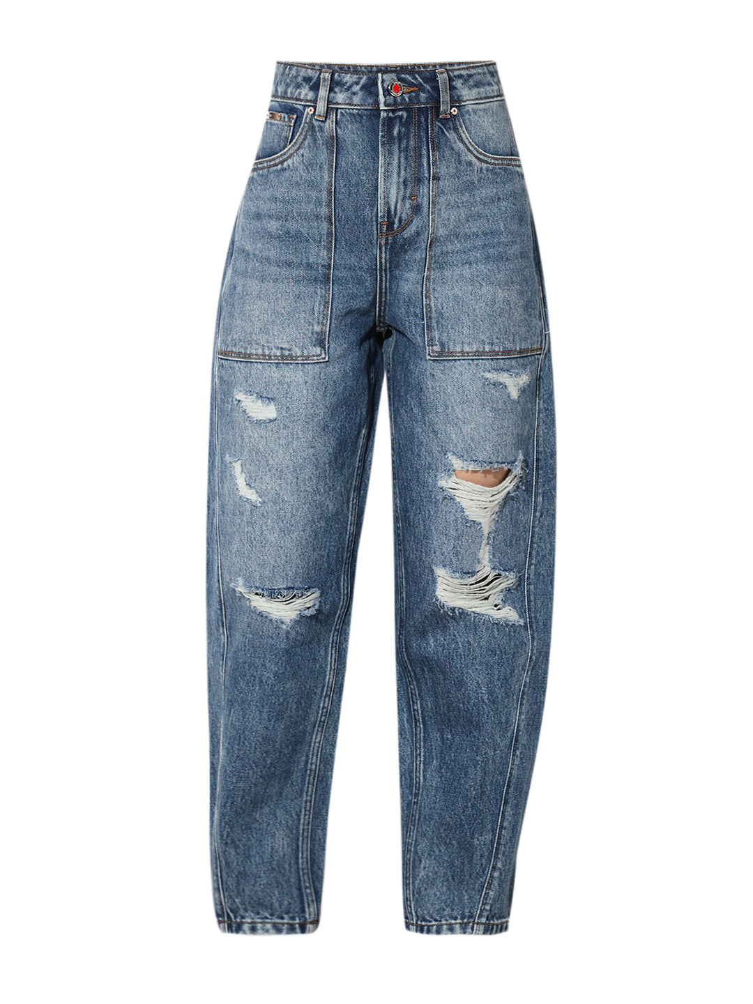 Blue Worn Out Slouchy Fit Jeans