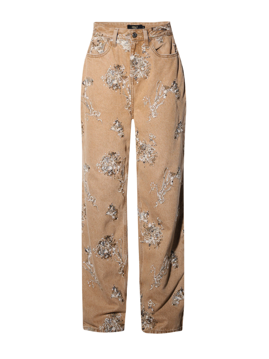 Brown Sequin Embellished Jeans