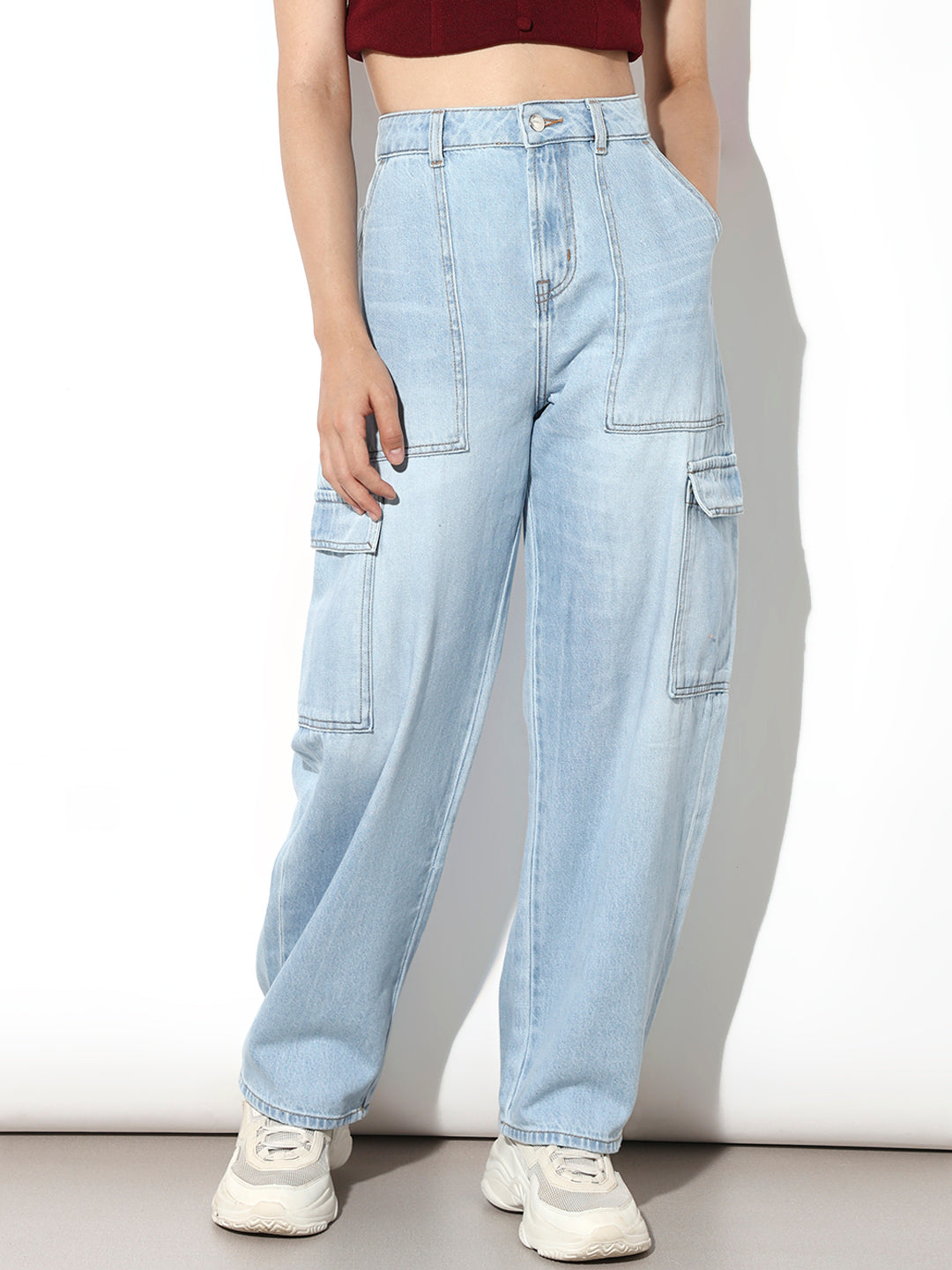 Light Blue Utility Slouchy Fit Jeans