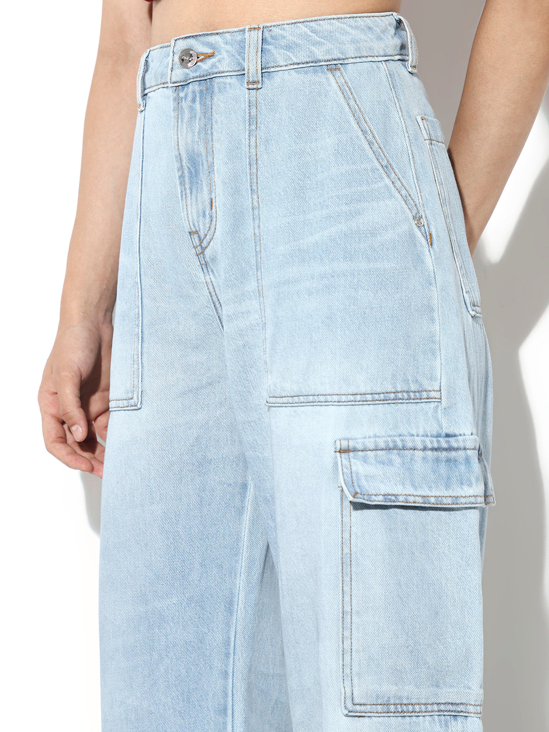 Light Blue Utility Slouchy Fit Jeans