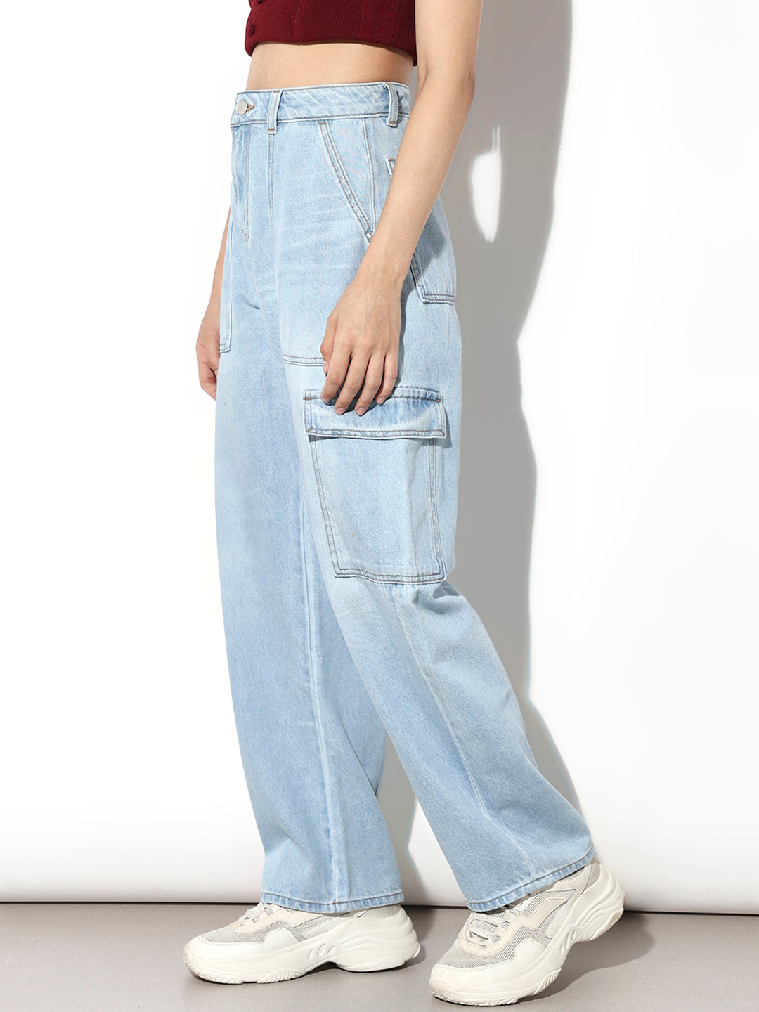 Light Blue Utility Slouchy Fit Jeans
