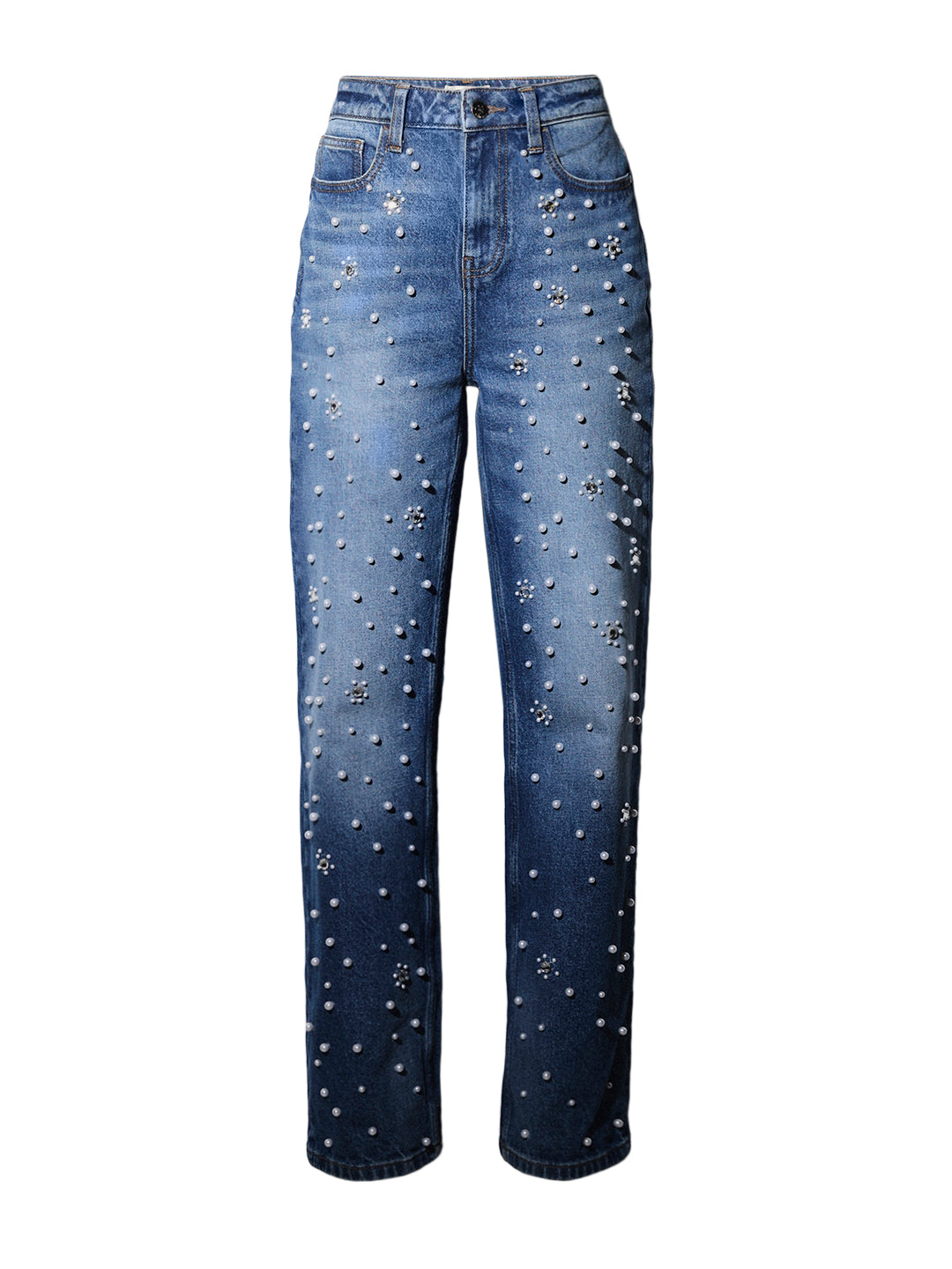 STUDIO Pearl Detail Straight Fit Jeans