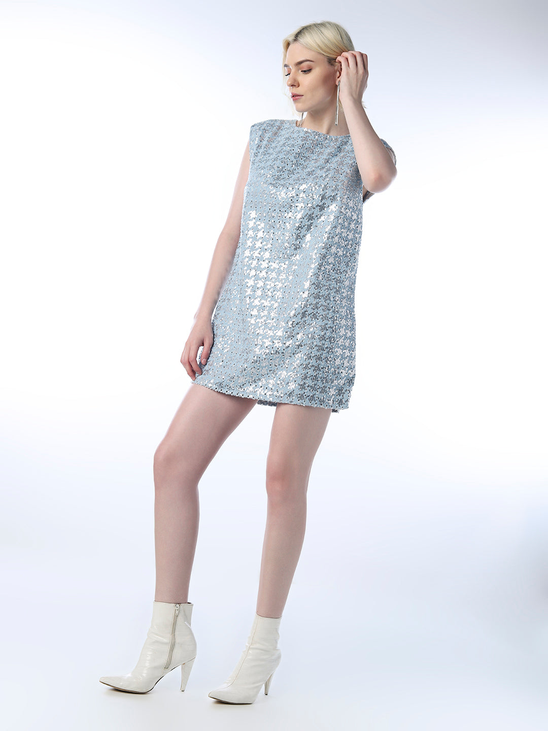 STUDIO Sequin Embellished Denim Dress