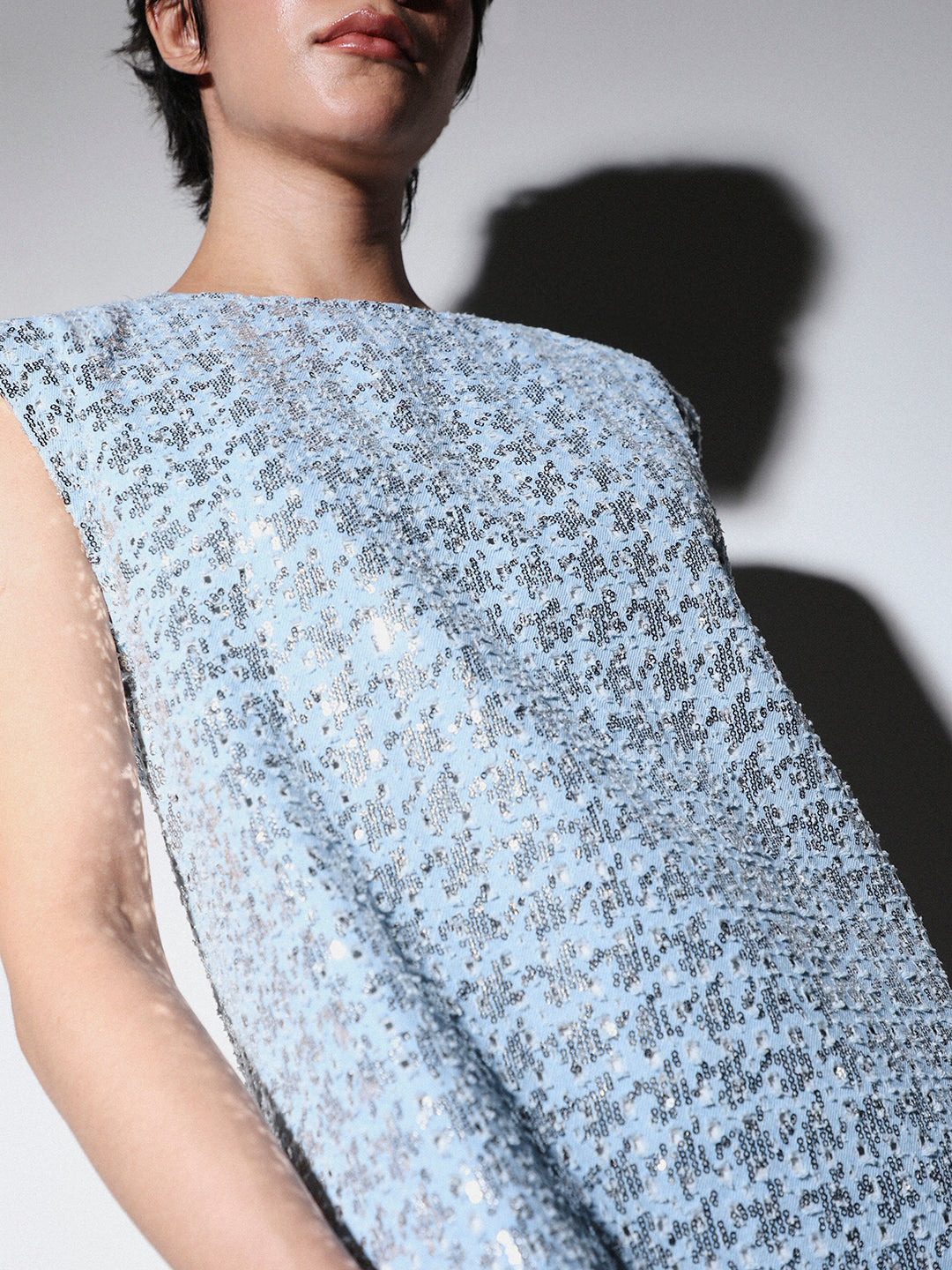 STUDIO Sequin Embellished Denim Dress