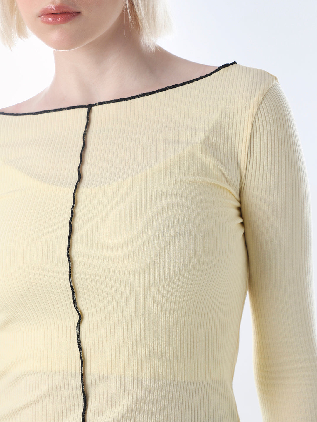 Light Yellow Overlock Detail Top