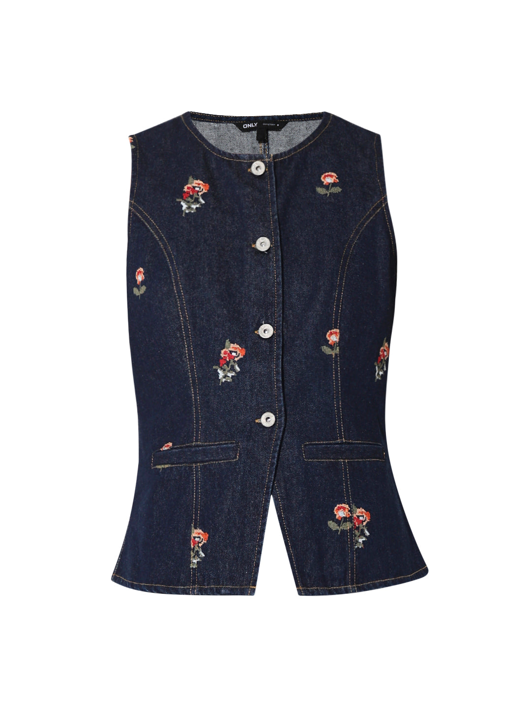 Denim Floral Waistcoat
