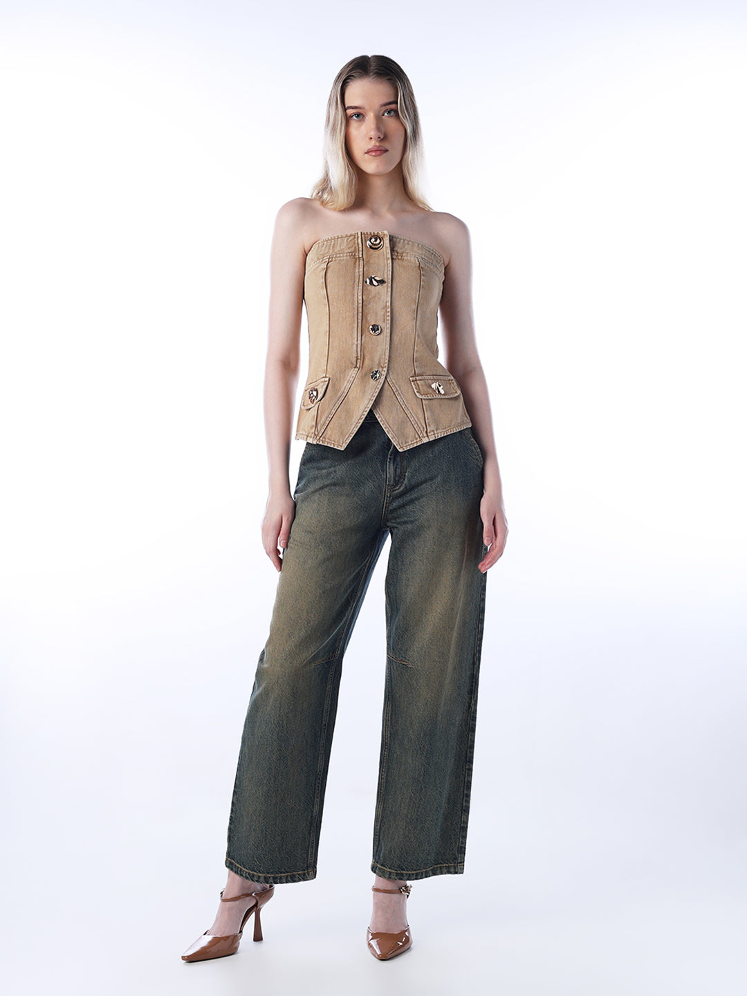 Washed Denim Waistcoat