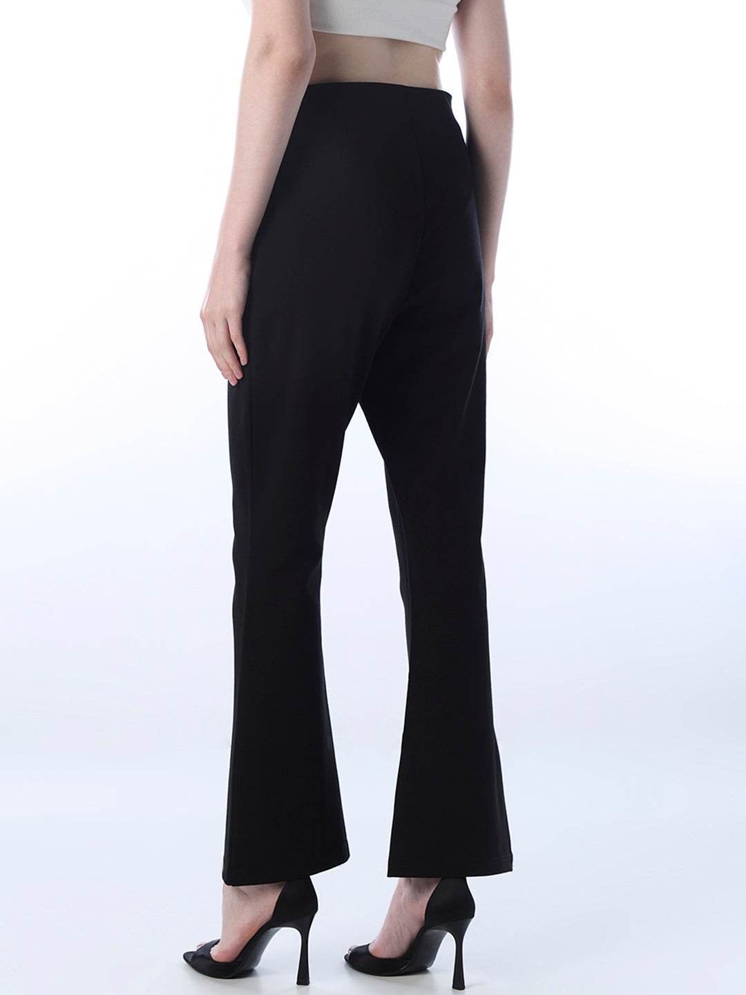 Belted Flared Pants - Black