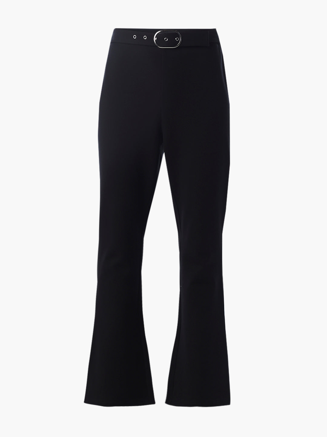 Belted Flared Pants - Black