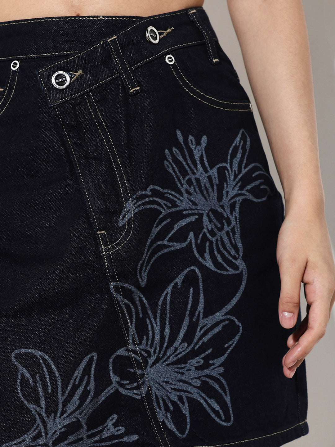 Dark Blue Wrap over Denim Skirt