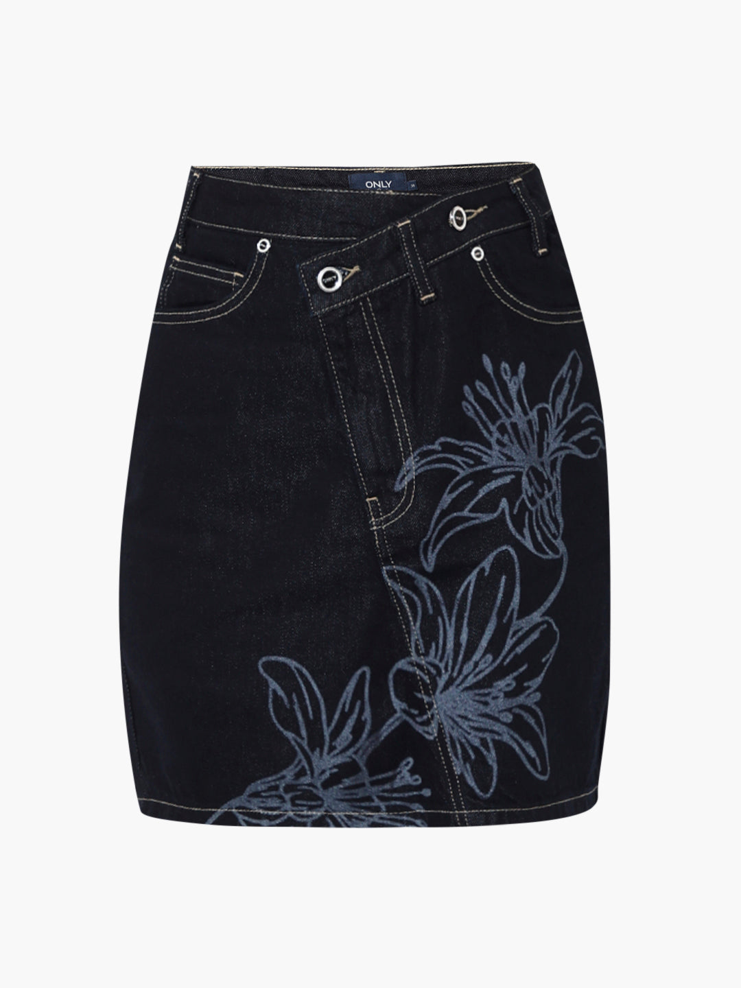 Dark Blue Wrap over Denim Skirt