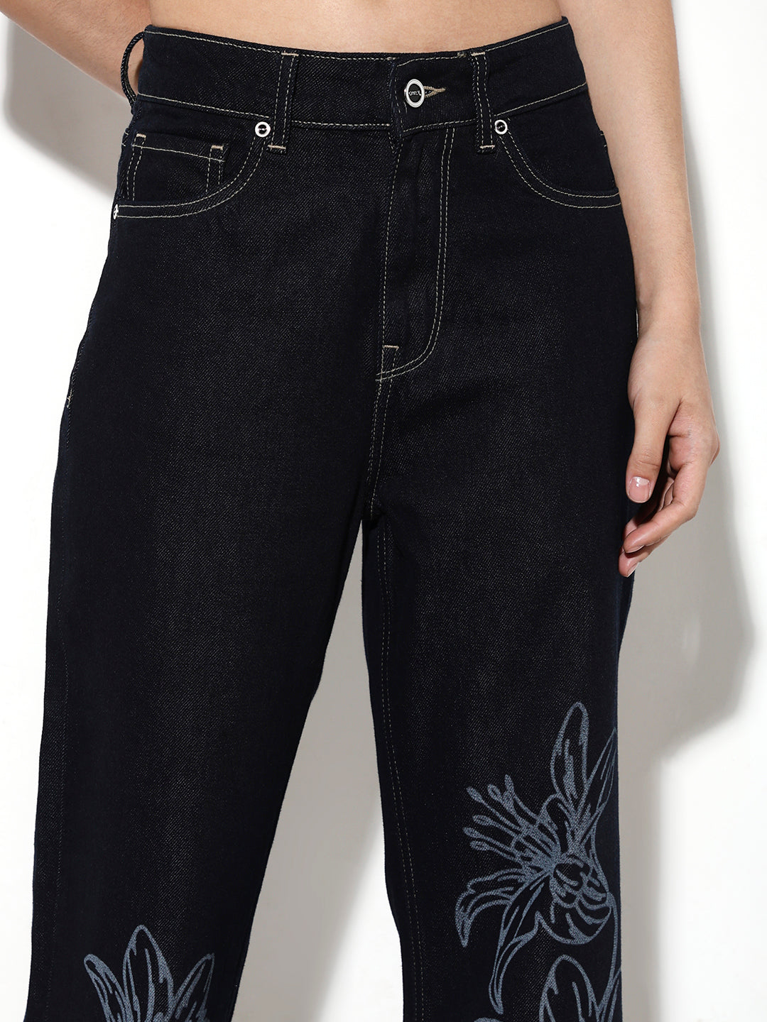 Dark Blue High Rise Straight Fit Jeans