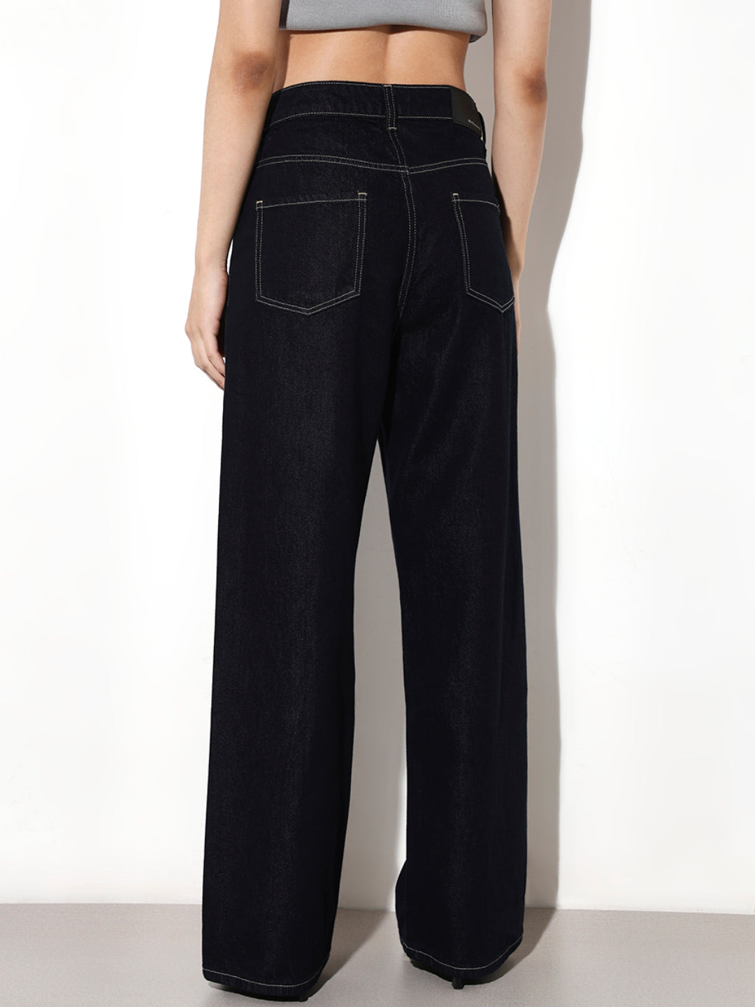 Dark Blue High Rise Straight Fit Jeans