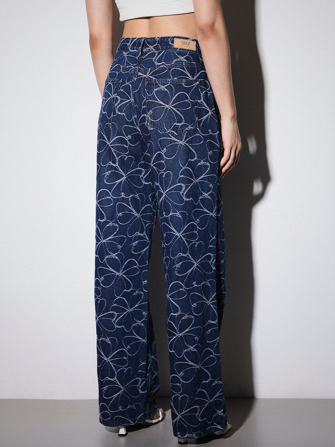 Floral Jacquard Straight Fit Jeans