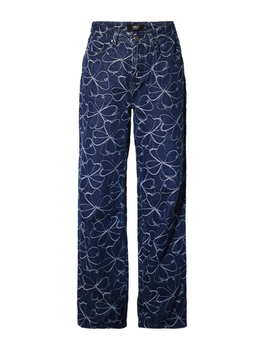 Floral Jacquard Straight Fit Jeans