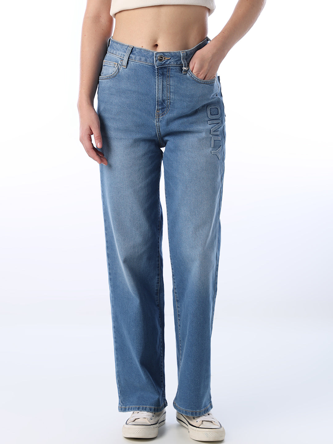 Logo Detail Straight Fit Jeans