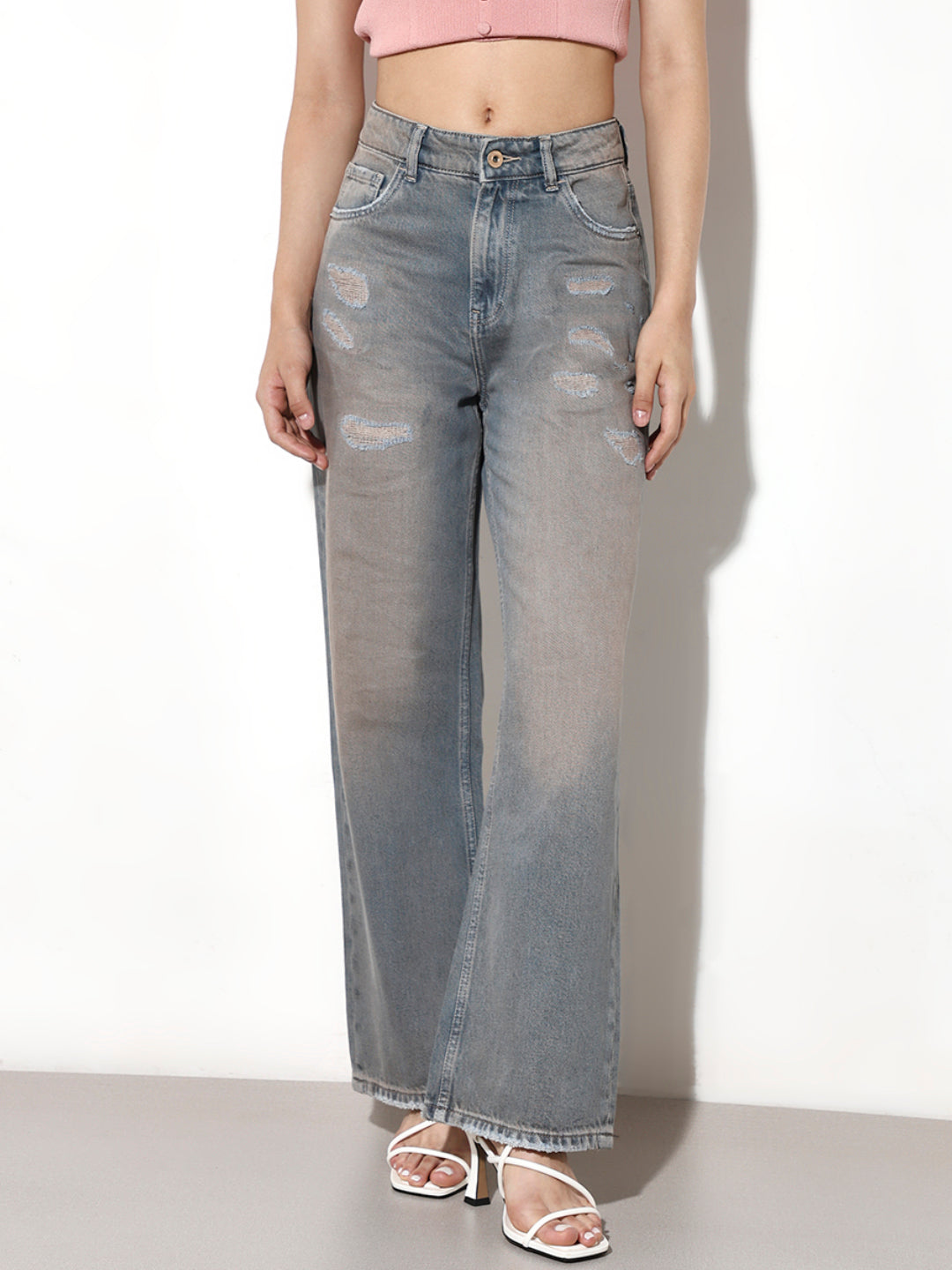 Light Blue High Rise Straight Jeans