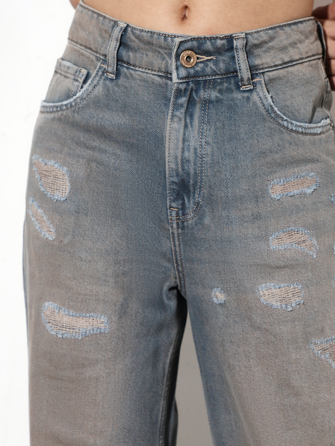 Light Blue High Rise Straight Jeans