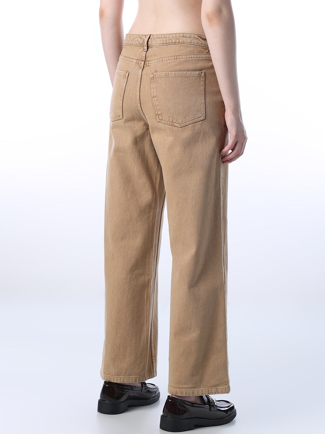 Brown High Rise Wide Leg Jeans