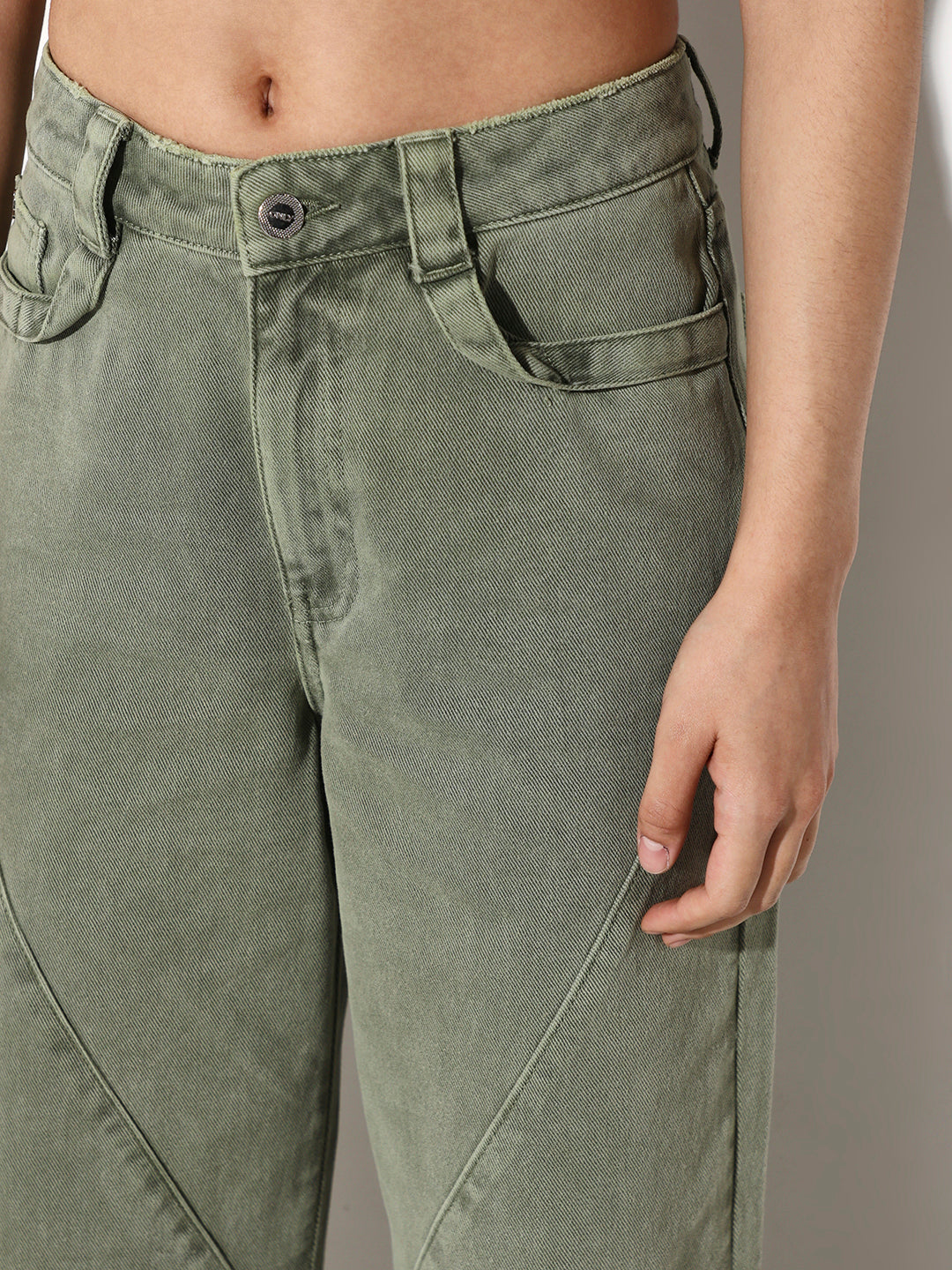 Green High Rise Wide Jeans