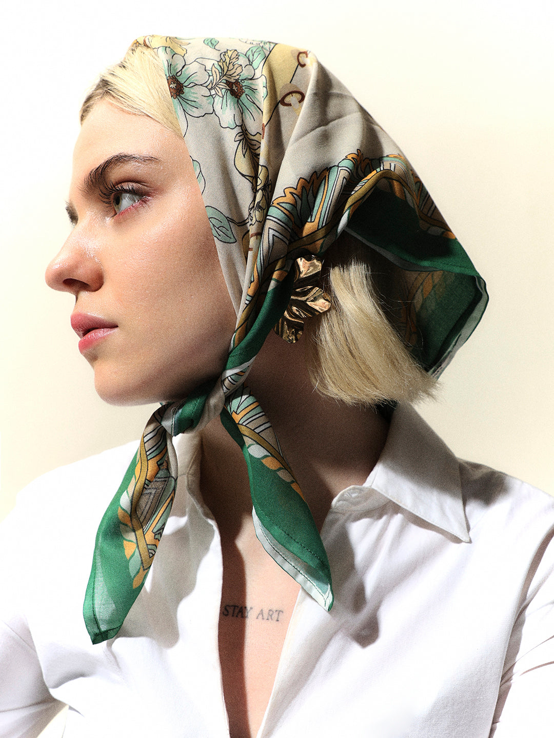 White Printed Neck Scarf