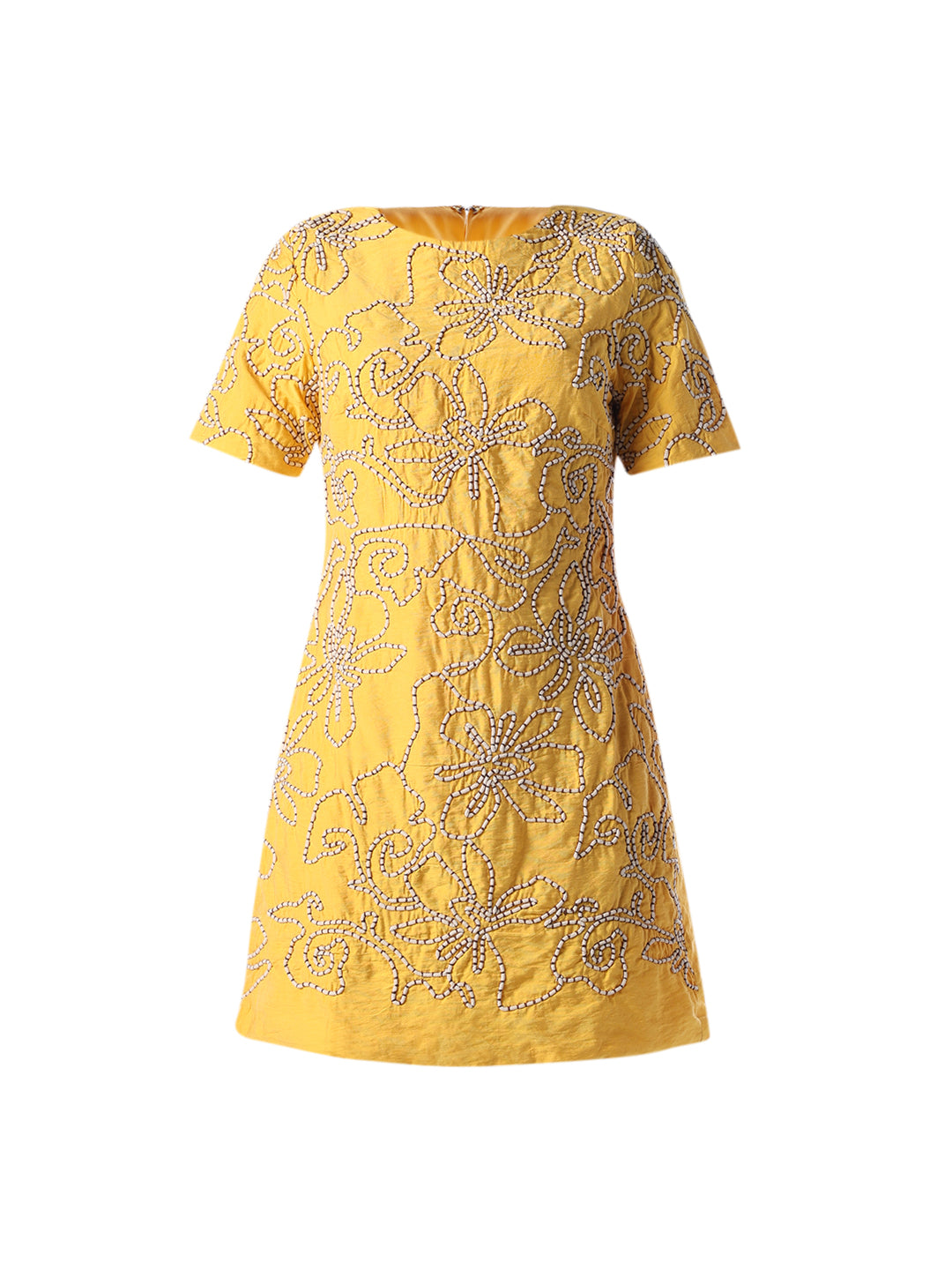 Yellow Embroidered Short Dress