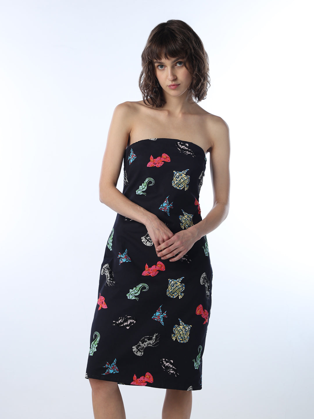 Printed Strapless Bodycon Dress