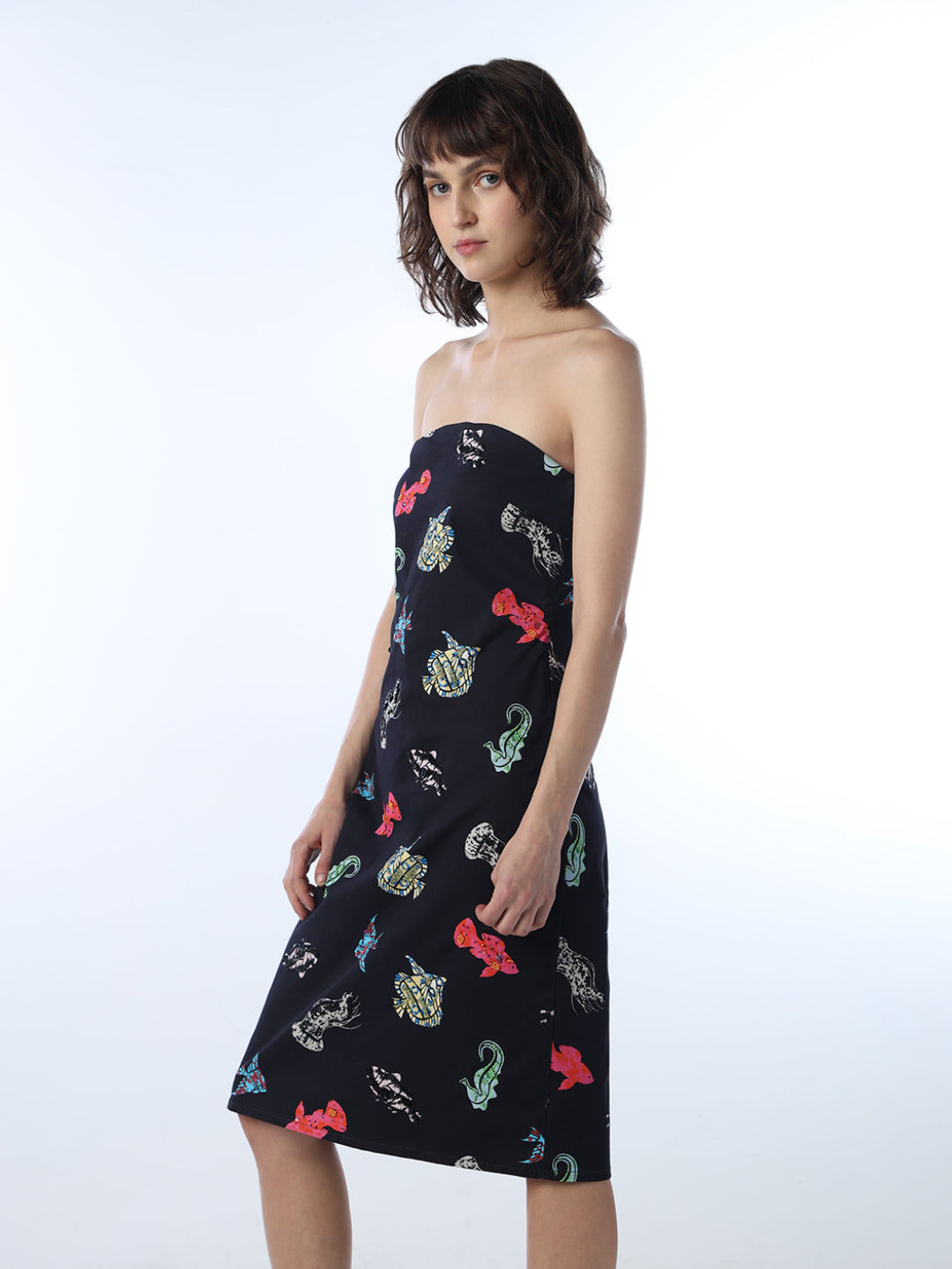 Printed Strapless Bodycon Dress