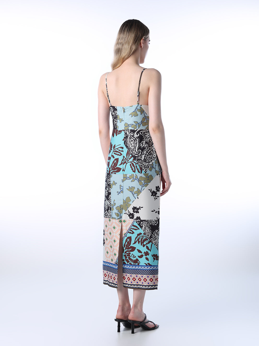 Printed Strappy Satin Dress