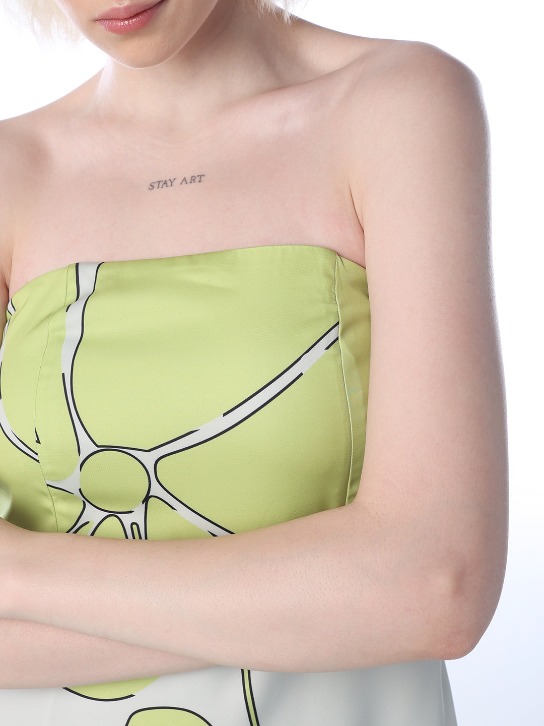 Printed Satin Off-Shoulder Dress