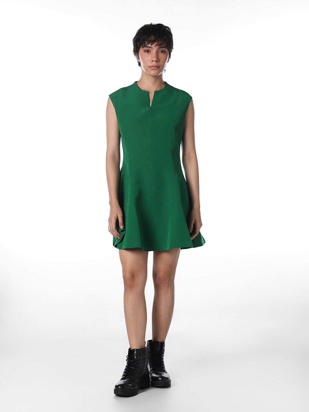 Green Flared Short Dress