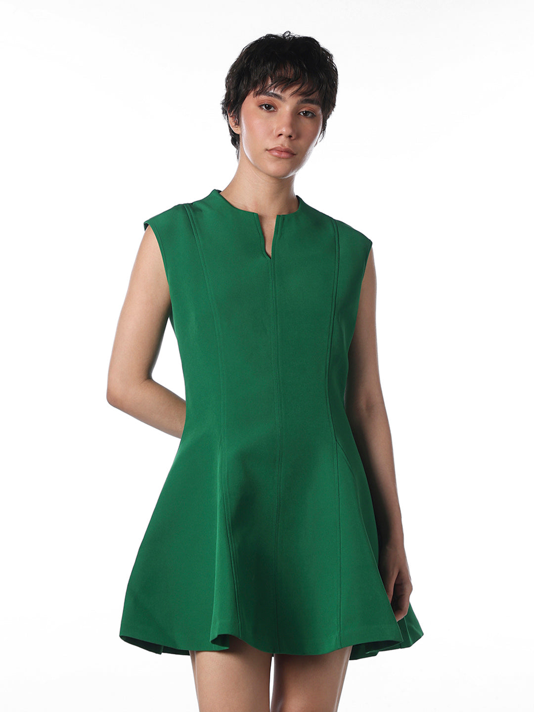 Green Flared Short Dress