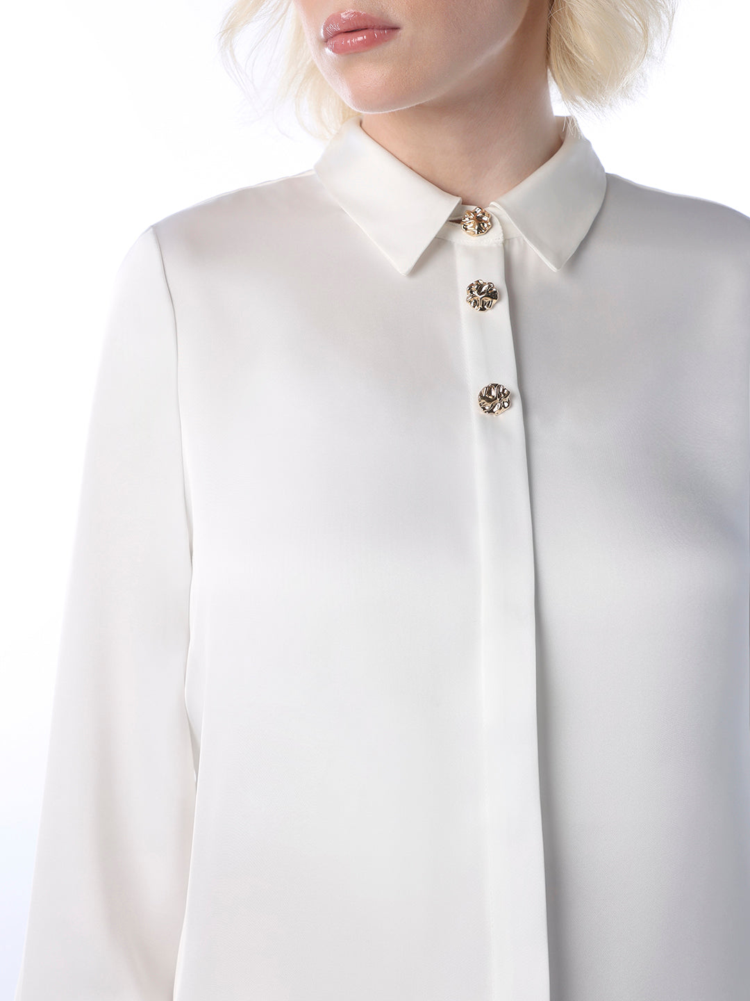 Satin Cuff Sleeves Shirt