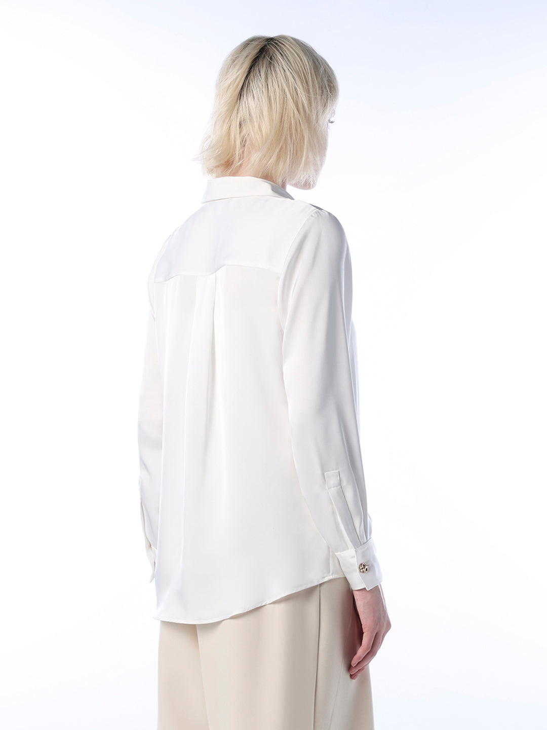 Satin Cuff Sleeves Shirt