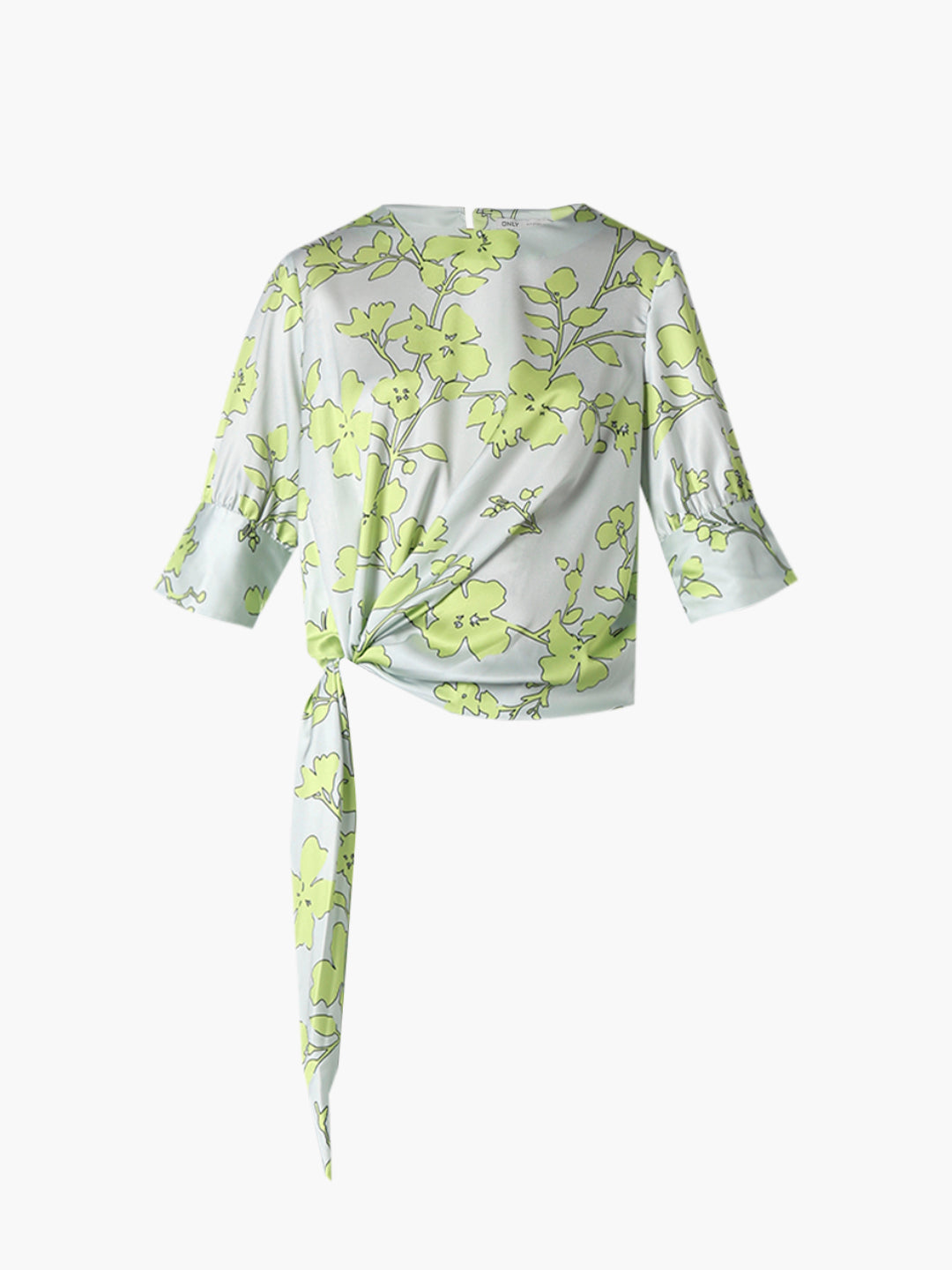 Tie-Detail Satin Printed Top