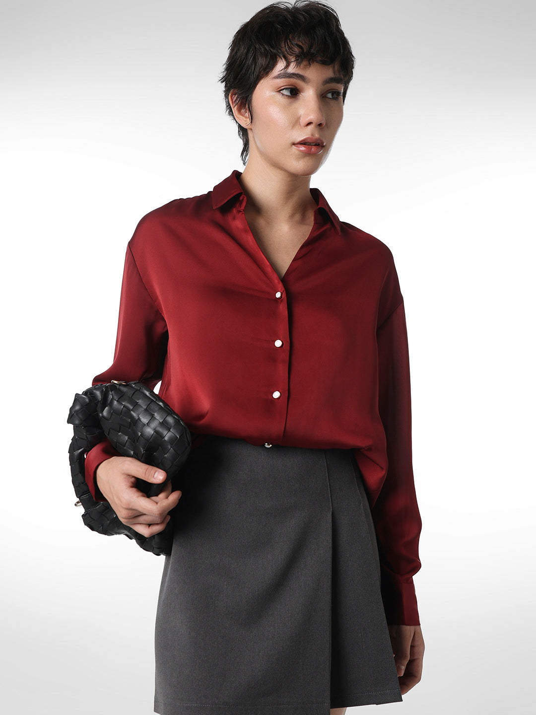 Maroon Satin Shirt