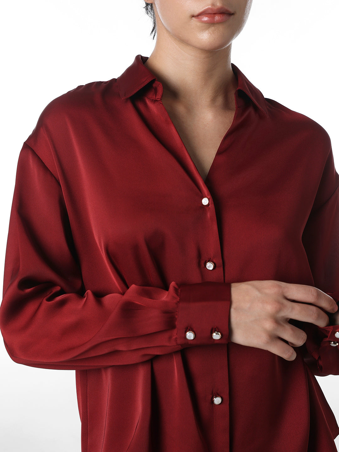 Maroon Satin Shirt