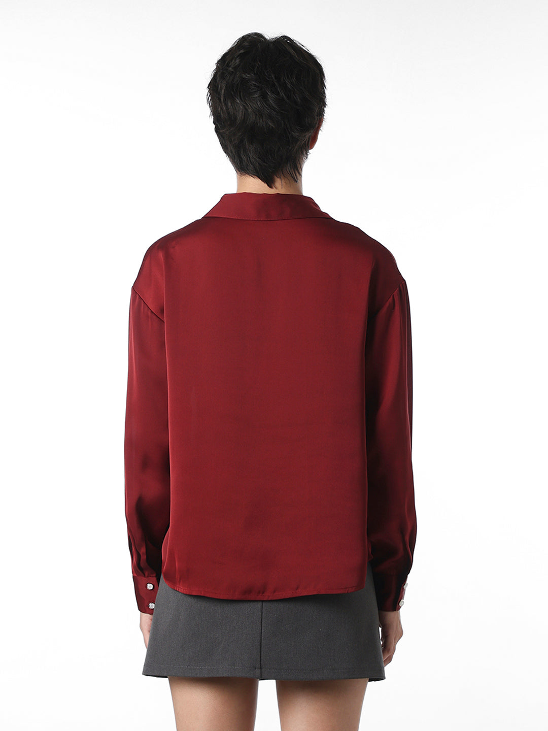 Maroon Satin Shirt