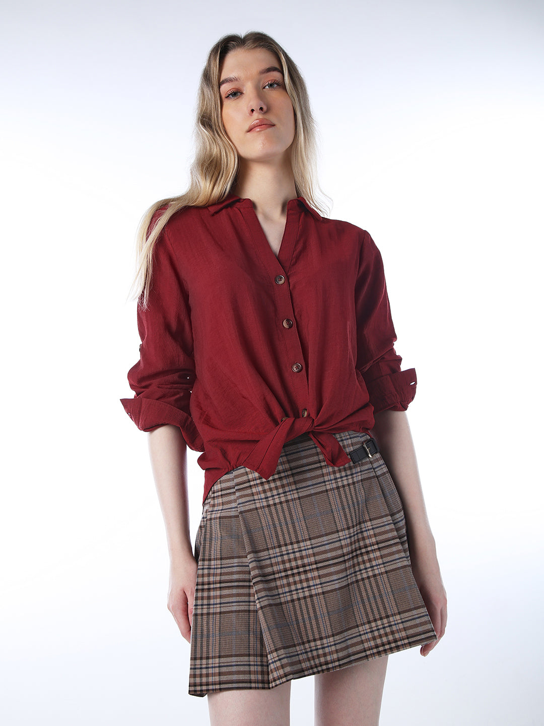 V-neck Shirt - Maroon