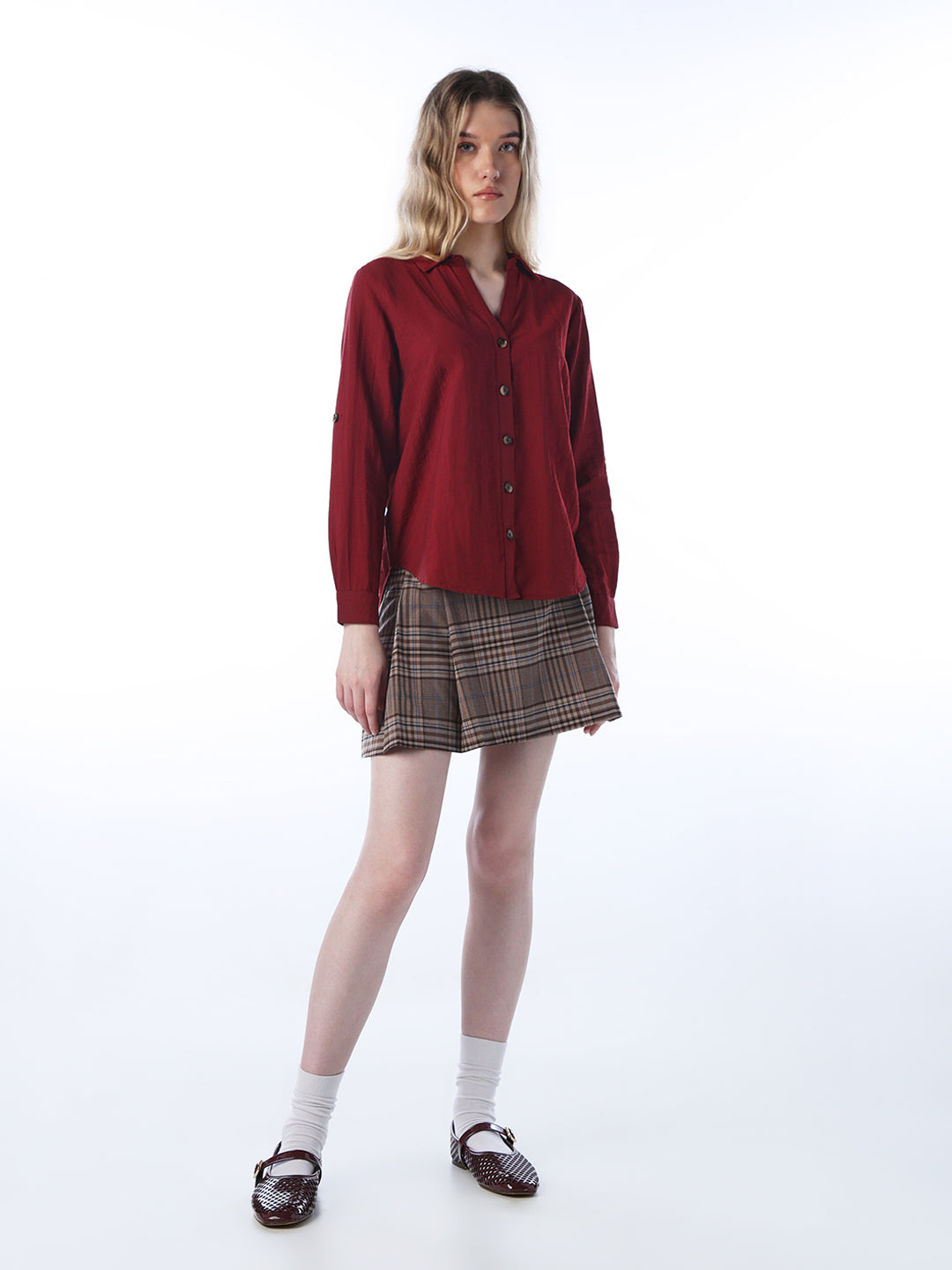 V-neck Shirt - Maroon