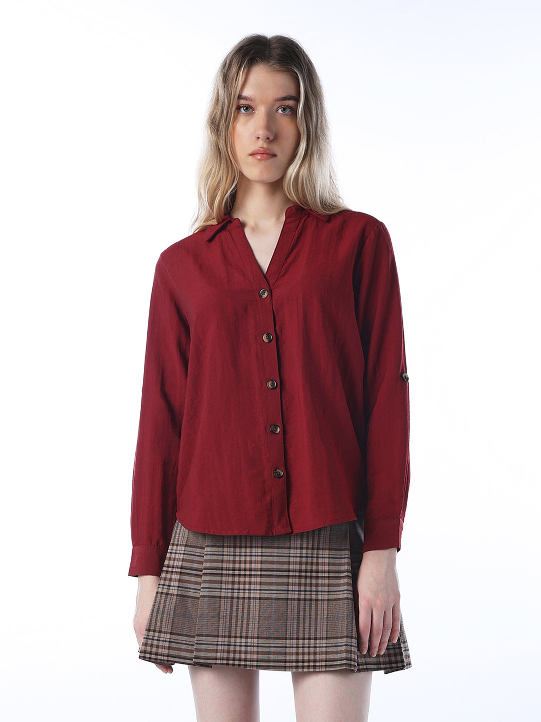 V-neck Shirt - Maroon