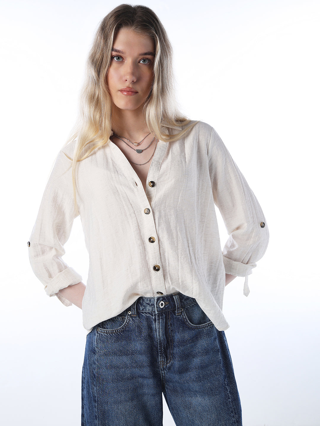 V-neck Shirt - White